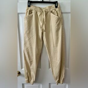 Women’s Khaki Joggers Size Small Mid-rise Stretch Waist Drawstring by HUG CLAW